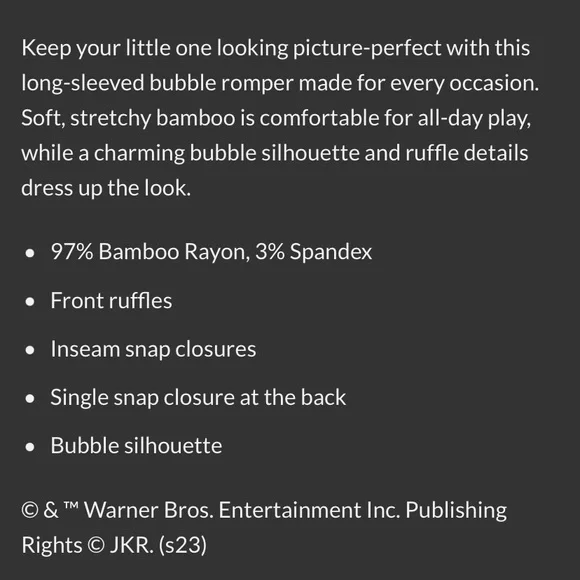 Harry Potter™ X Kyte Baby || Long Sleeve Bubble Romper - Picture 11 of 12